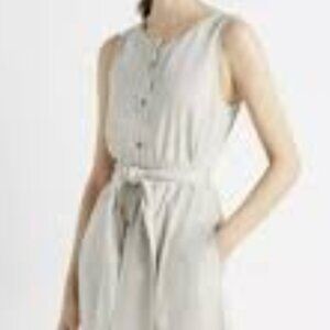 Club Monaco Linen‑Blend Sleeveless Button‑Front Dress – Oatmeal – Size 12